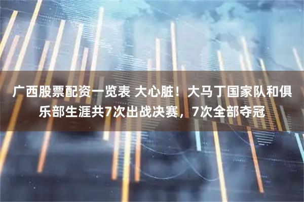 广西股票配资一览表 大心脏！大马丁国家队和俱乐部生涯共7次出战决赛，7次全部夺冠